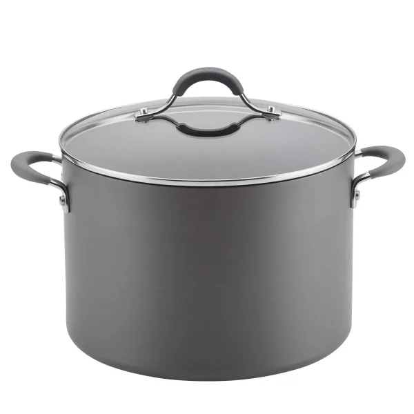 Circulon Radiance 10qt Hard Anodized Nonstick Wide Stockpot Gray: Dishwasher-Safe, Gas & Electric Compatible, Soup Pot